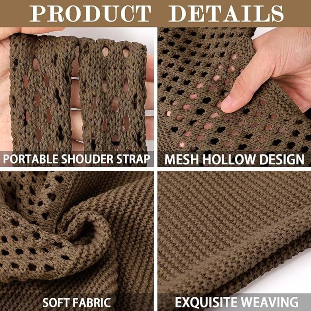 Crochet Coffee Brown Tote View 5